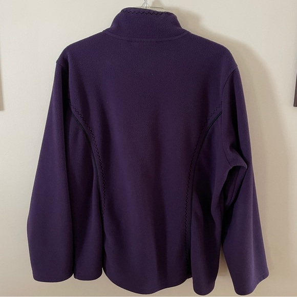 Coldwater Creek 1/2 Zip Fleece Pullover Jacket Purple Black Trim Women's Sz L - Picture 3 of 7